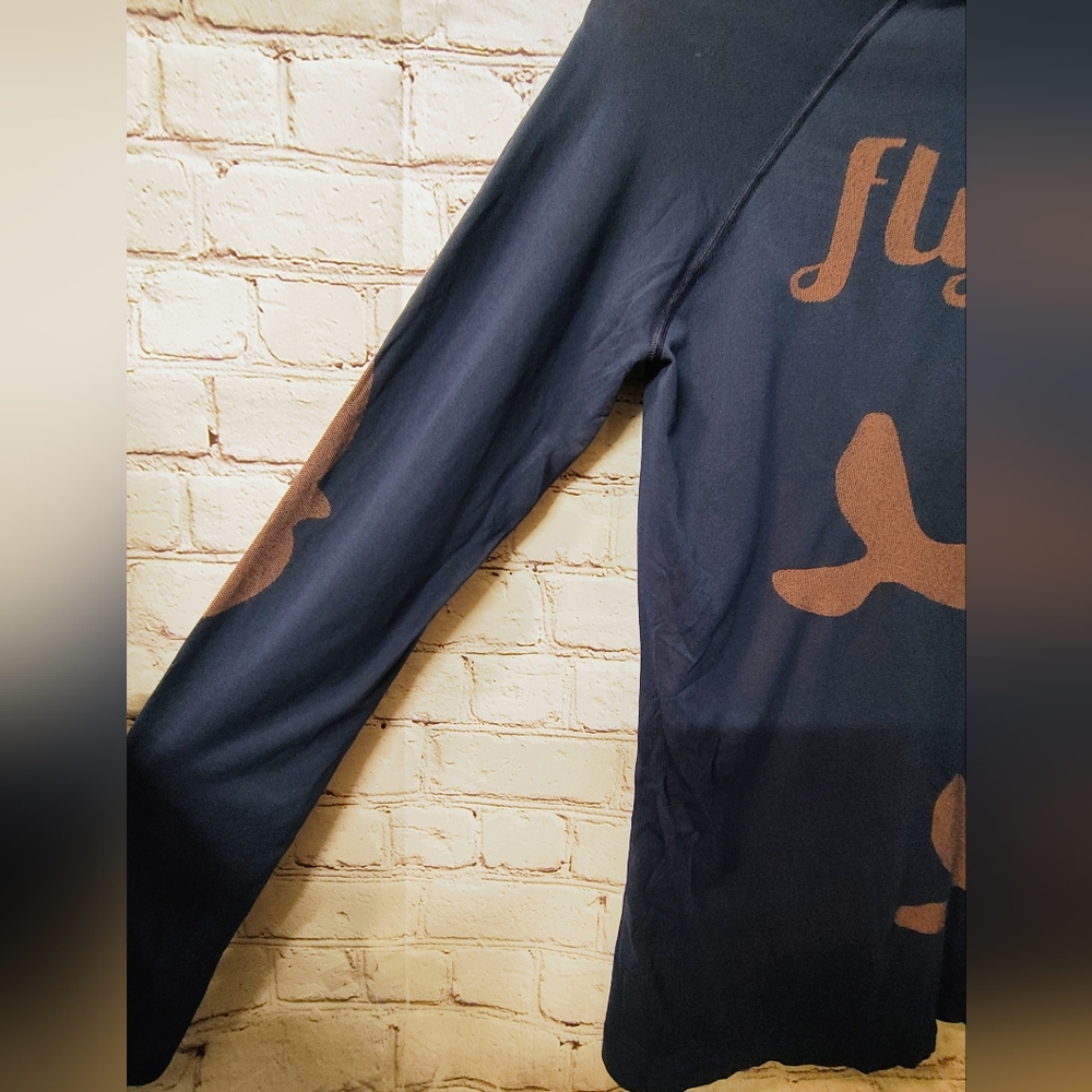 oiselle Navy Blue Long Sleeve Tee with Pink Bird Print - Picture 7 of 12